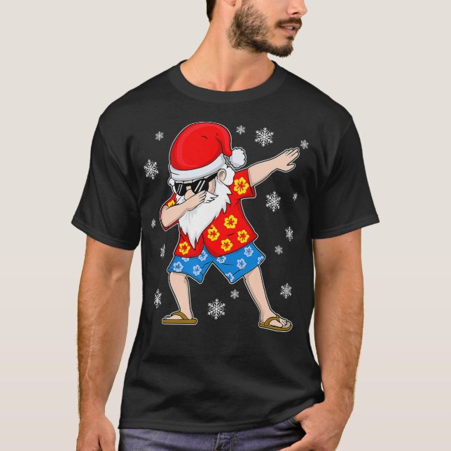 T-shirt Dabbing Père Noël Noël Été Tropical Hawaiian X (Devant)