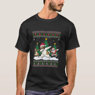 T-shirt Dabbing Père Noël Reindeer Shih Tzu Dog Tree Lumiè