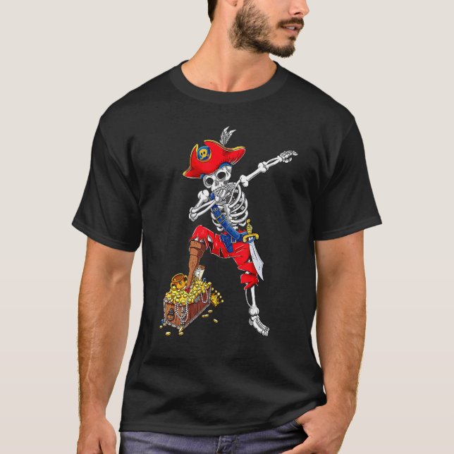 T-shirt Dabbing Pirate Skeleton Dab Kids Halloween Costume (Devant)