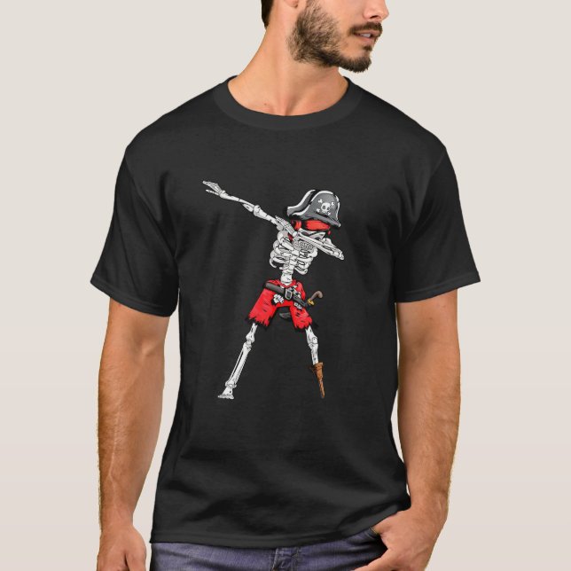 T-shirt Dabbing Pirate Skeleton Halloween Costumes Funky B (Devant)