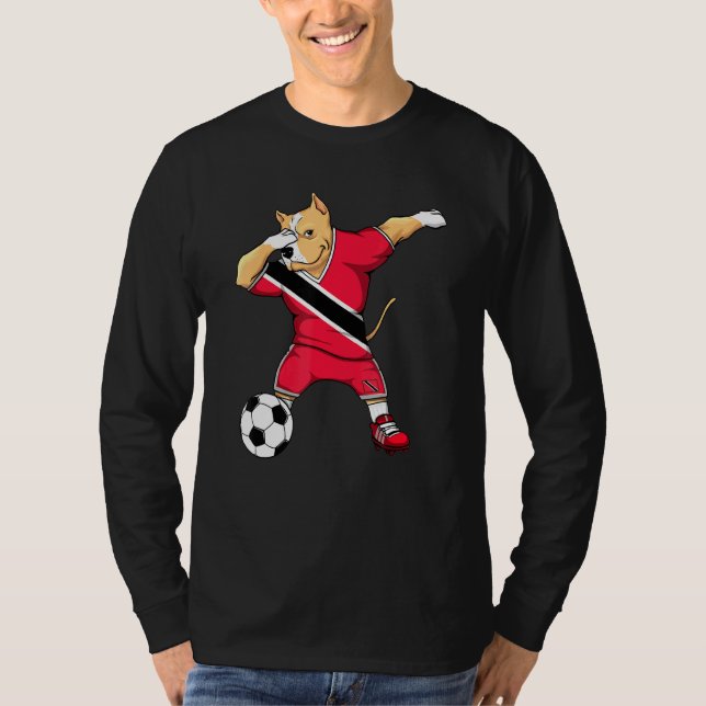 T-shirt Dabbing Pitbull Trinité-Et-Tobago Fans De Football (Devant)