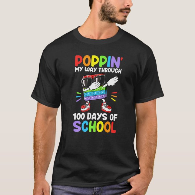 T-shirt Dabbing Poppin Mon Chemin À Travers 100 Jours De L (Devant)