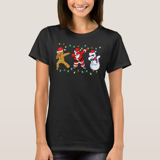 T-shirt Dabbing Santa Elf Friends Christmas Boys Men  Xmas (Devant)
