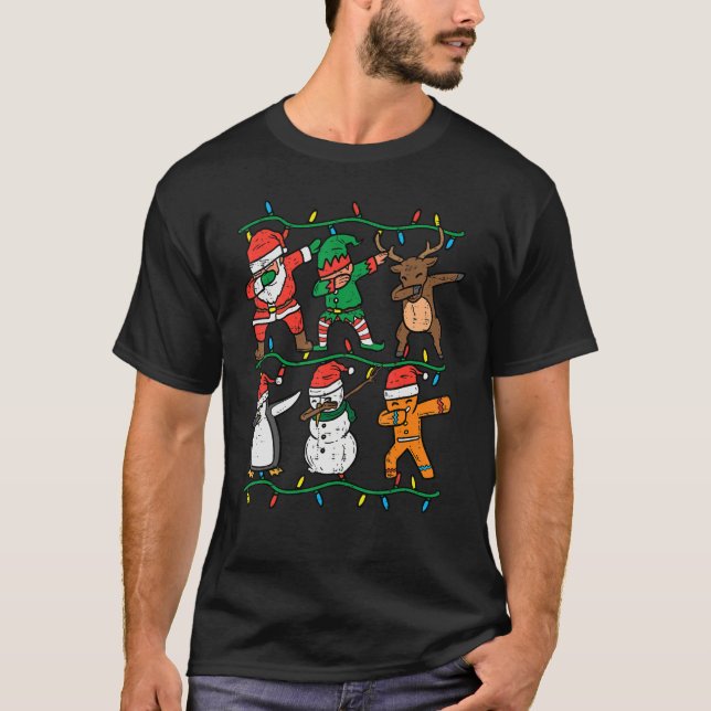 T-shirt Dabbing Santa Elf Penguin Xmas Christmas Boys Kids (Devant)