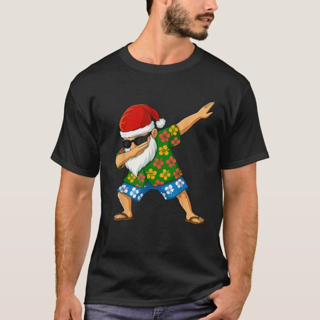 T-shirt Dabbing Santa Hawaiian Beach Outfit Summer Christm (Devant)