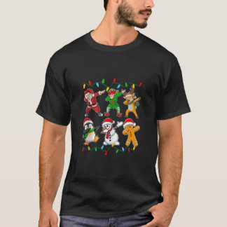 T-shirt Dabbing Santa Reindeer Elf Snowman Friends Christm