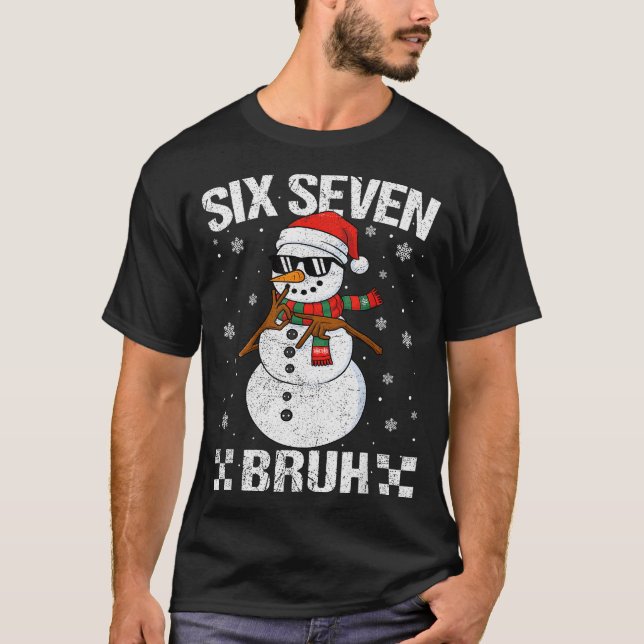 T-shirt Dabbing Santa Snowman 6 7 Meme Christmas Six Seven (Devant)