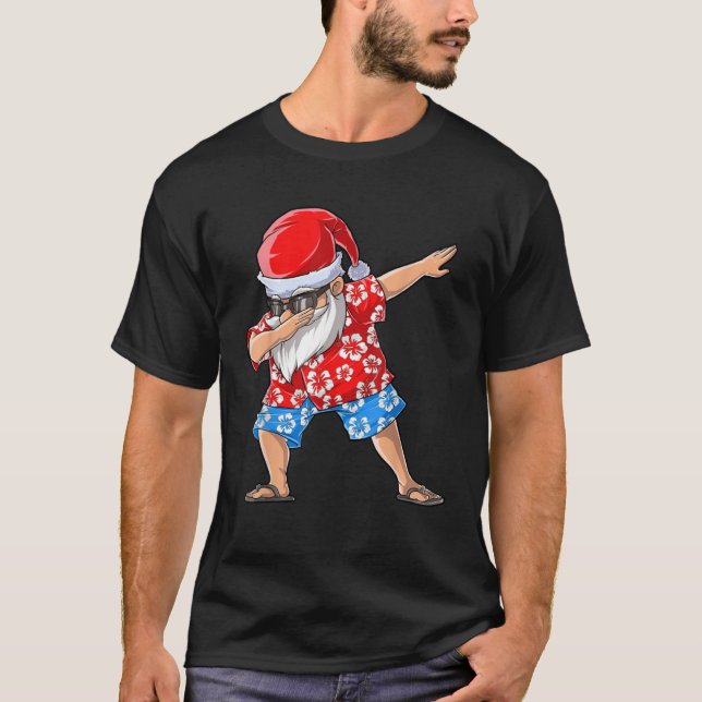 T-shirt Dabbing Santa Tropical Island Christmas Hawaiian X (Devant)