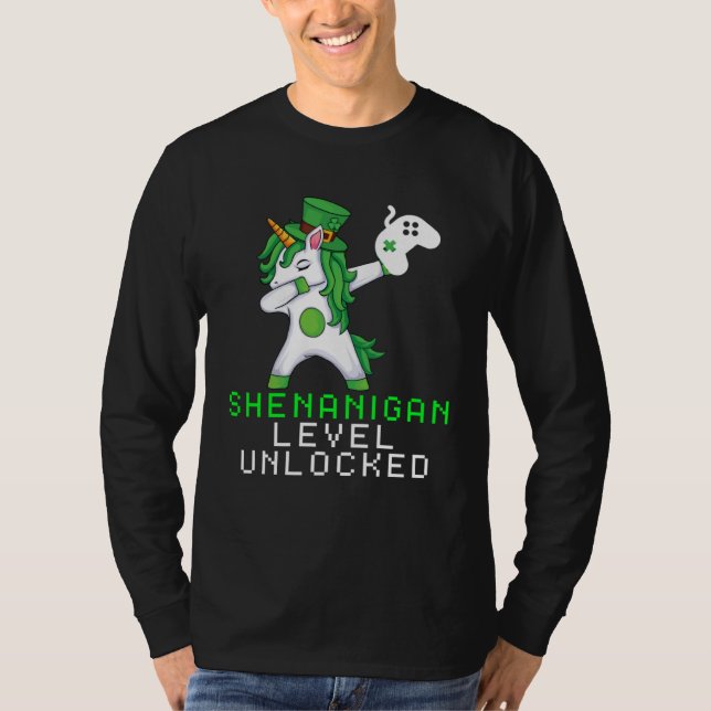 T-shirt Dabbing Shamrock Shenanigans Leprechaun Unicorn Ga (Devant)