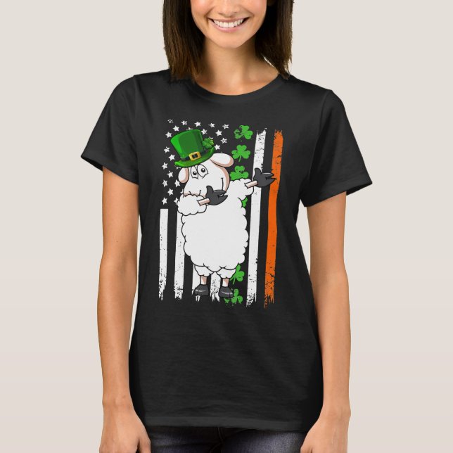 T-shirt Dabbing Sheep Leprechaun Casquette American Flag S (Devant)