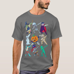 T-shirt Dabbing Skeleton Monsters Drôle Halloween Garçons