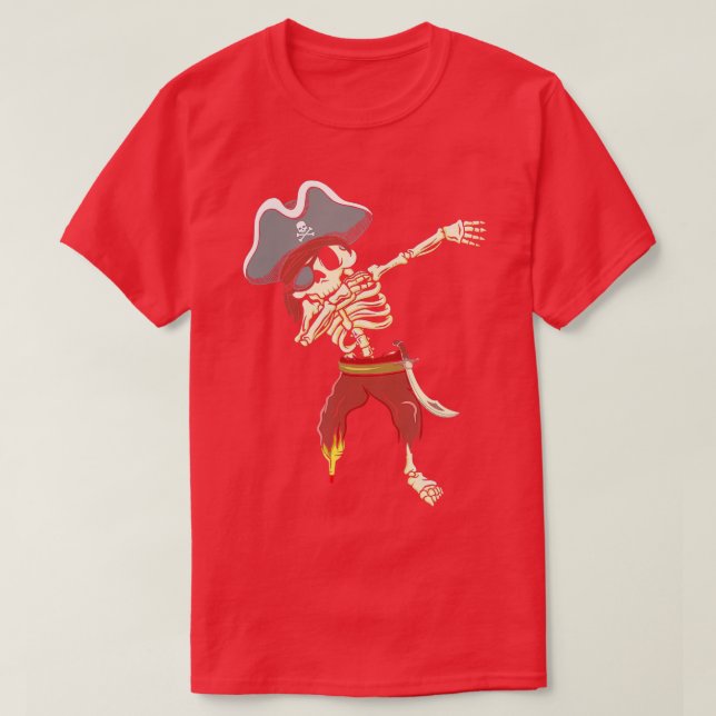 T-shirt Dabbing Skeleton Pirate Halloween Cadeaux Enfants  (Design devant)
