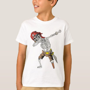 T-shirt Dabbing Skeleton Pirate Halloween Jolly roger pour