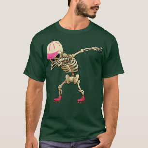 T-shirt Dabbing Skeleton Roller Skates Roller Sking Inli
