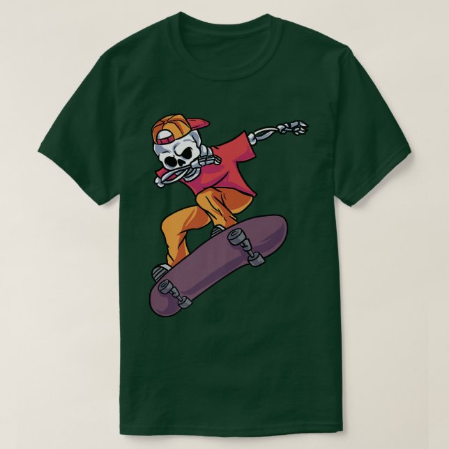 T-shirt Dabbing Skeleton Skateboard Longboard Halfp (Design devant)