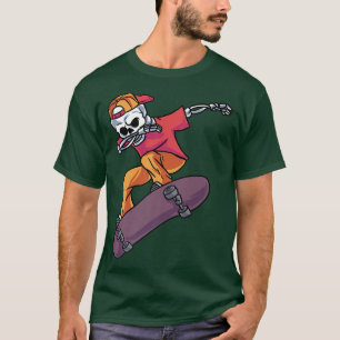 T-shirt Dabbing Skeleton Skateboard Longboard Halfp