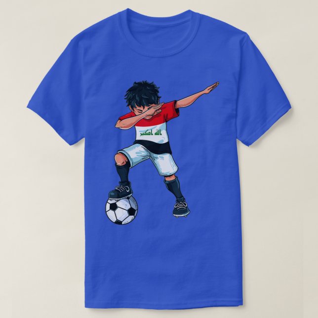 T-shirt Dabbing Soccer Boy Iraq - Iraqi Football Gift for  (Design devant)