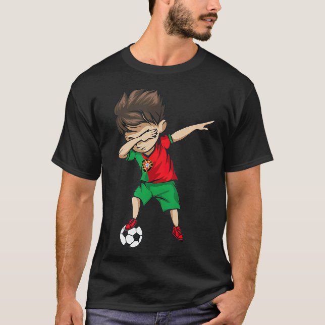 T-shirt Dabbing Soccer Boy Portugal Jersey Portuguese (Devant)