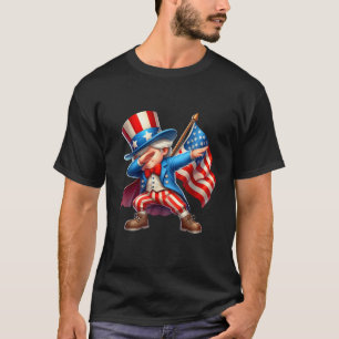 T-shirt Dabbing Uncle Sam Boys American USA Drapeau 4ème d