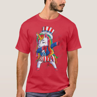 T-shirt Dabbing Unicorn 4 juillet Filles Enfants Femmes Am