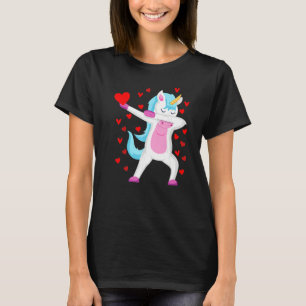 T-shirt Dabbing Unicorn Coeur Valentines Journée Filles En