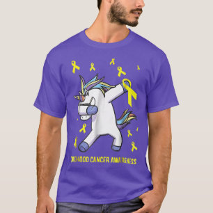 T-shirt Dabbing Unicorn Enfance Cancer Guerrier Gold Ribb