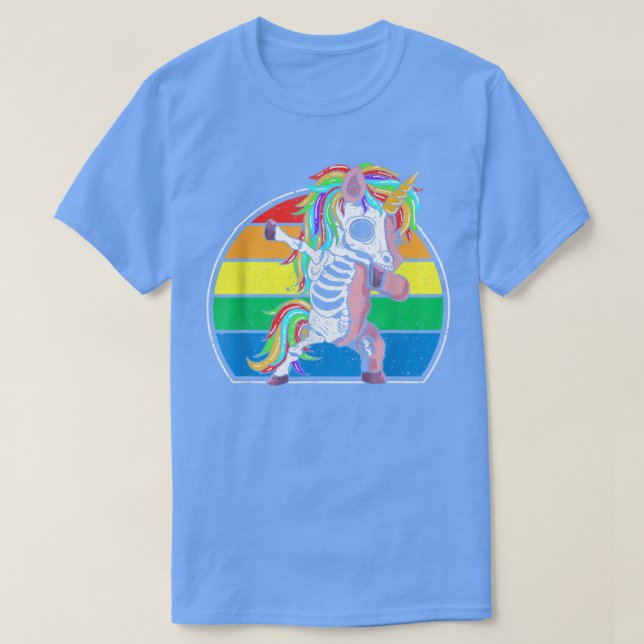 T-shirt Dabbing Unicorn Skeleton Halloween Dab Danse effra (Design devant)