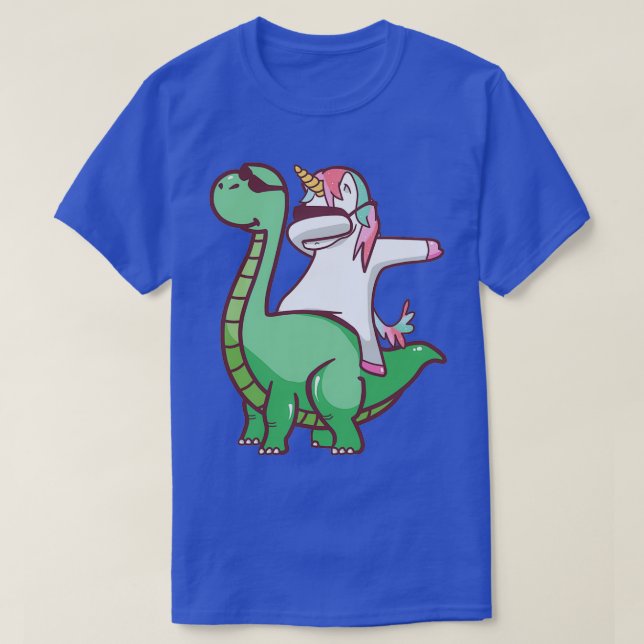 T-shirt Dabbing Unicorne Et Dinosaure T (Design devant)