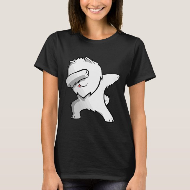 T-shirt Dabbing White Pomeranian (Devant)