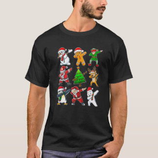 T-shirt Dabbing Xmas Tree Lights Santa Hat Reindeer Christ
