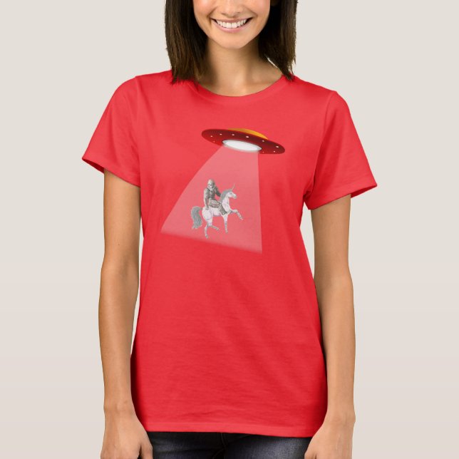T-shirt d'abduction d'UFO de licorne de Bigfoot (Devant)