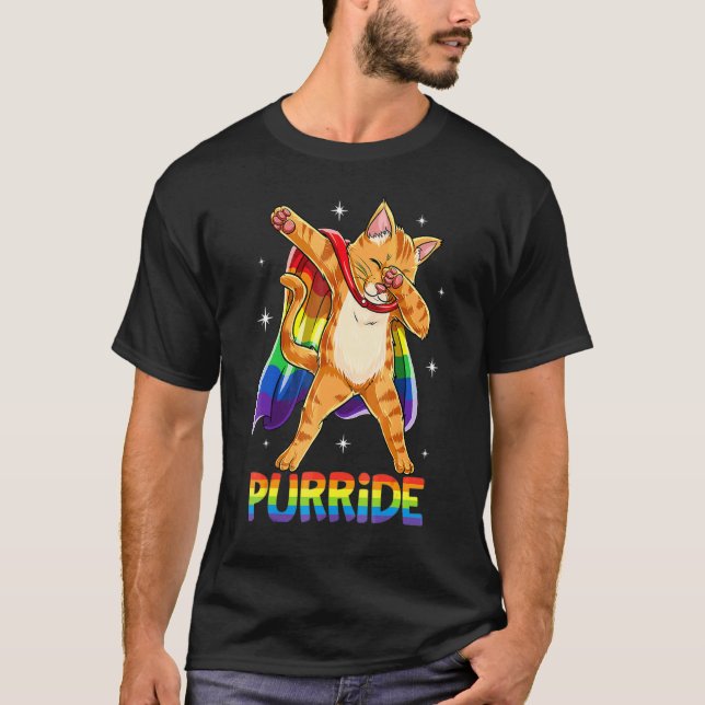 T-shirt Dabed Purride Chat Gay pride Lgbt Rainbow Drapeau  (Devant)