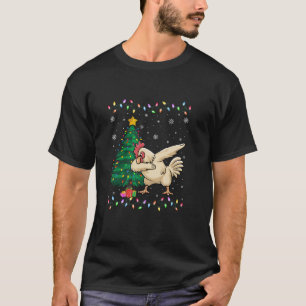 T-shirt Dabing Chicken Xmas Arbre Lumières Vilain Noël Sw