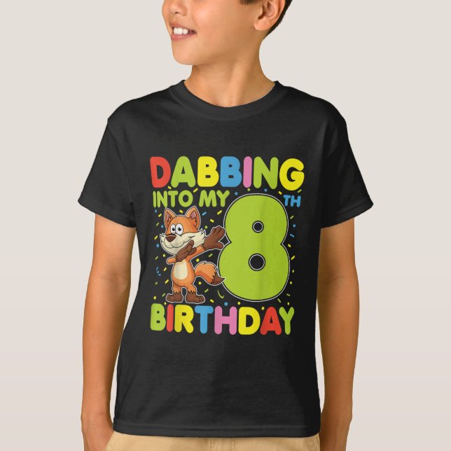 T-shirt Dabing Dans Mon 8E Anniversaire Fox Huit Ans B (Devant)