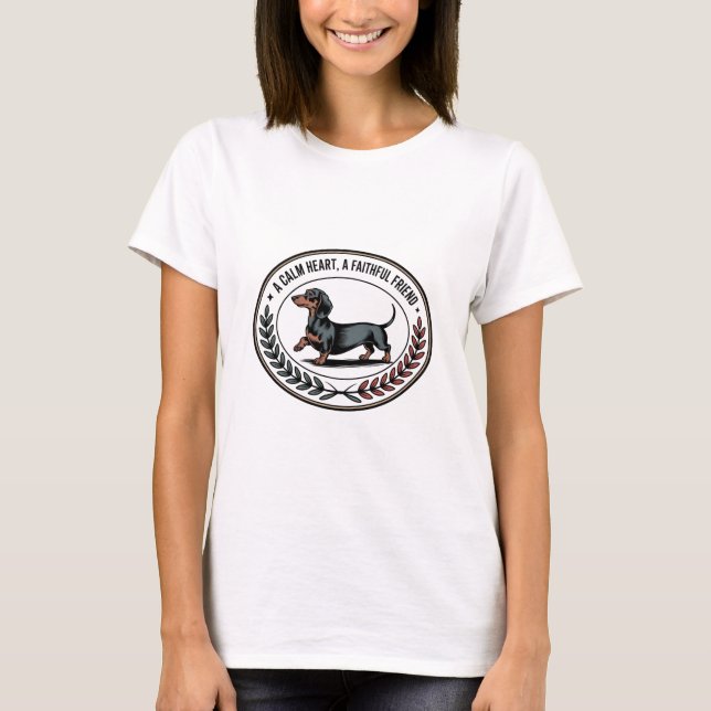T-shirt Dachshund A Calm Heart, A Faithful Friend (Devant)