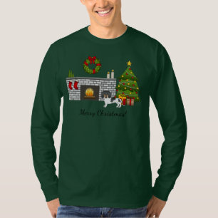 T-shirt Dachshund à poil court pied noir et feu Noël