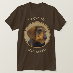 T-shirt Dachshund (À poils durs) Peinture Dog Art origina