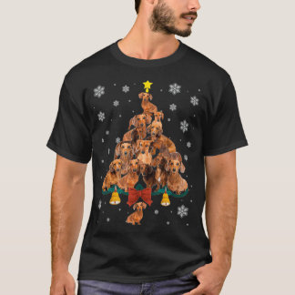 T-shirt Dachshund Arbre de Noël Dachshund Santa Hat Xma