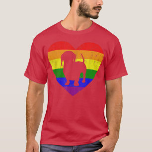 T-shirt Dachshund Arc-en-ciel Coeur du drapeau pour lesbie