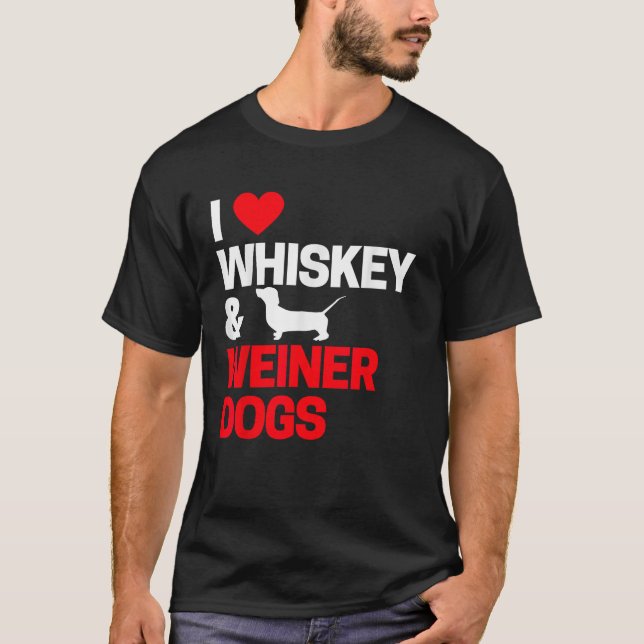 T-shirt Dachshund Cadeaux Pour Hommes Femmes I Love Whiske (Devant)