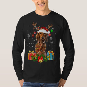 T-shirt Dachshund Chien arbre Noël Lumières Chien moche No
