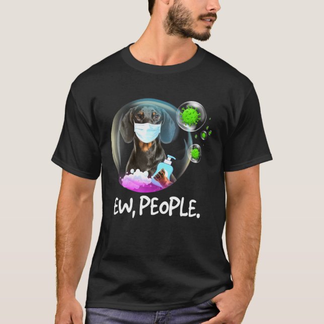 T-shirt Dachshund Chien - Ew Personnes Facemask Chien (Devant)