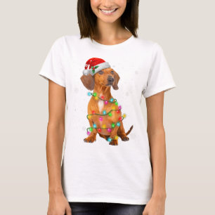 T-shirt Dachshund Chiens Arbre de Noël Chandail Noël Jeu d