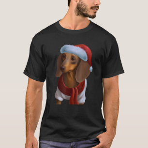 T-shirt Dachshund Chiweenie Wiener Chien Père Noël Casquet