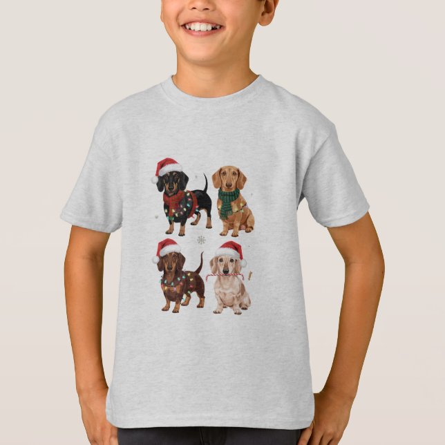 T-shirt Dachshund Christmas Chien Maman Lover Noël Cadeau (Devant)