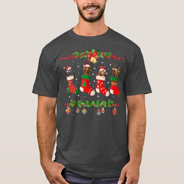 T-shirt Dachshund Christmas  Stocking Dog Xmas Gift (Devant)