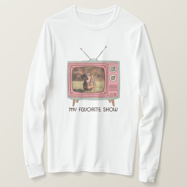T-shirt Dachshund Custom Photo - Retro TV (Design devant)