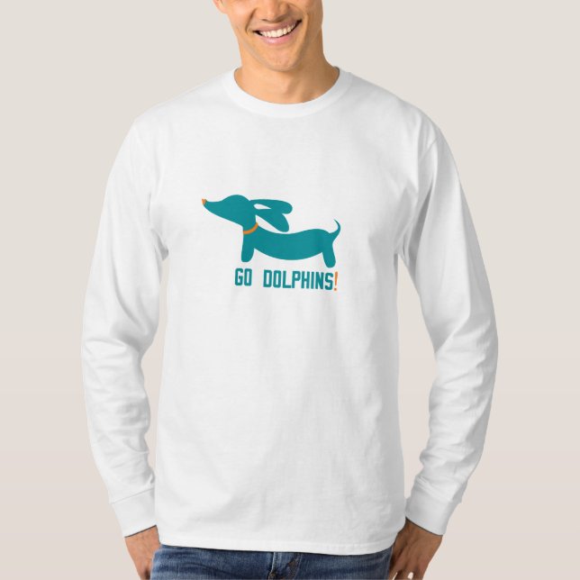 T-shirt Dachshund + Dauphins couleurs NFL (Devant)