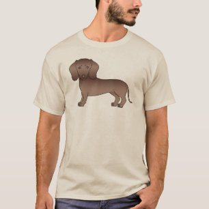 T-shirt Dachshund de dessin animé adorable aux cheveux cou