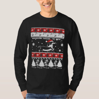 T-shirt Dachshund De Noël À Travers La Neige